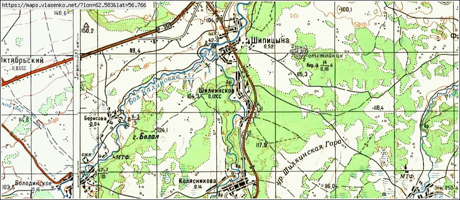 Карта ШИЛКИНСКОЕ, Свердловская область, Камышловский район