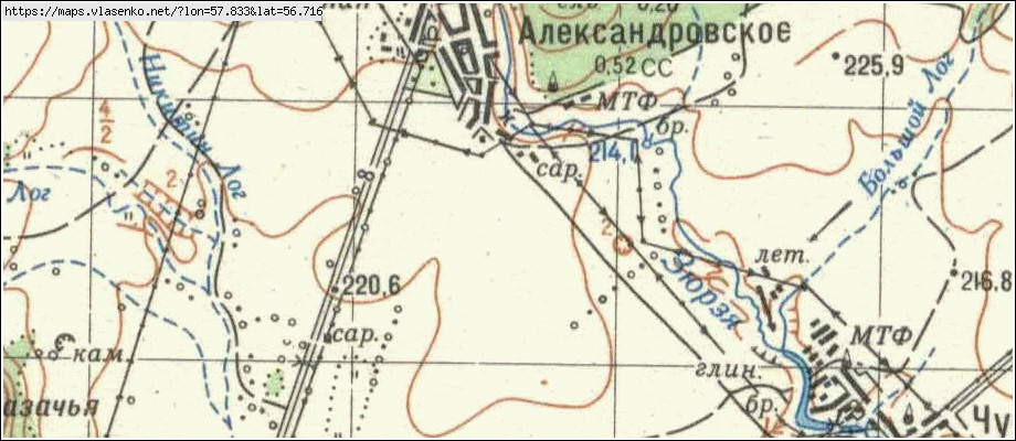 Карта АЛЕКСАНДРОВСКОЕ, Свердловская область, Красноуфимский район