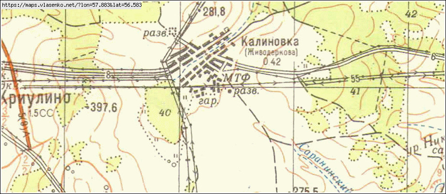 Карта КАЛИНОВКА, Свердловская область, Красноуфимский район