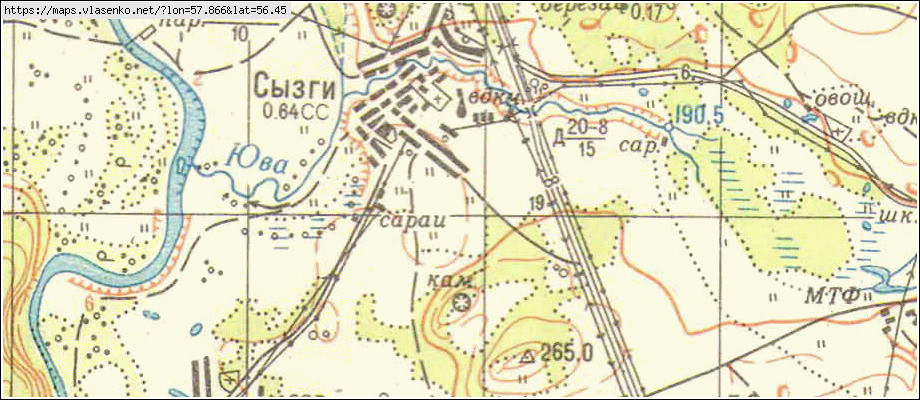 Карта СЫЗГИ, Свердловская область, Красноуфимский район