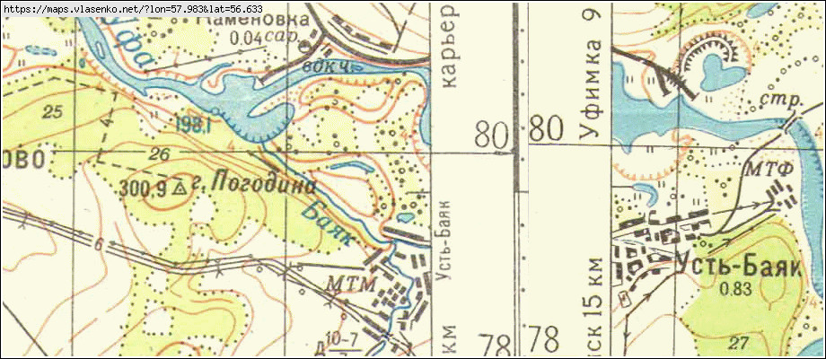 Карта УСТЬ-БАЯК, Свердловская область, Красноуфимский район
