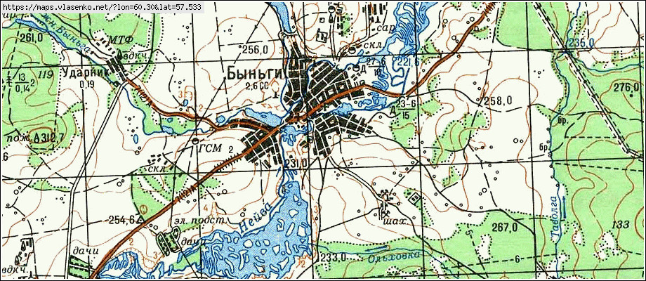 Карта БЫНЬГИ, Свердловская область, Невьянский район