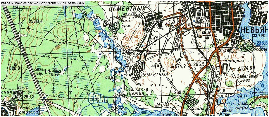 Карта ЦЕМЕНТНЫЙ, Свердловская область, Невьянский район
