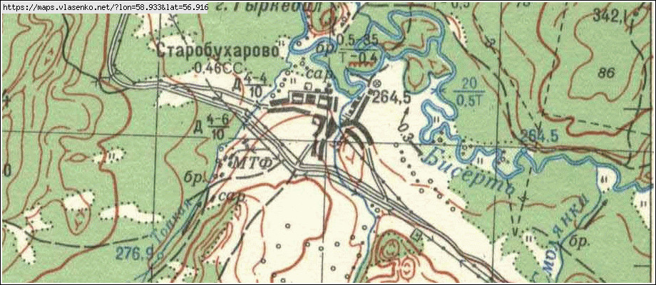 Карта СТАРОБУХАРОВО, Свердловская область, Нижнесергинский район