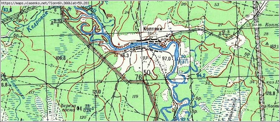 Карта КОПТЯКИ, Свердловская область, Новолялинский район