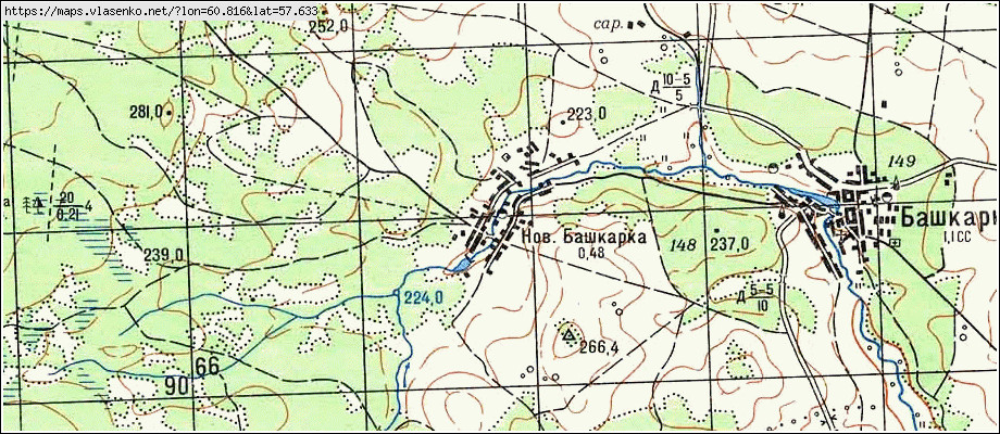 Карта НОВАЯ БАШКАРКА, Свердловская область, Пригородный район