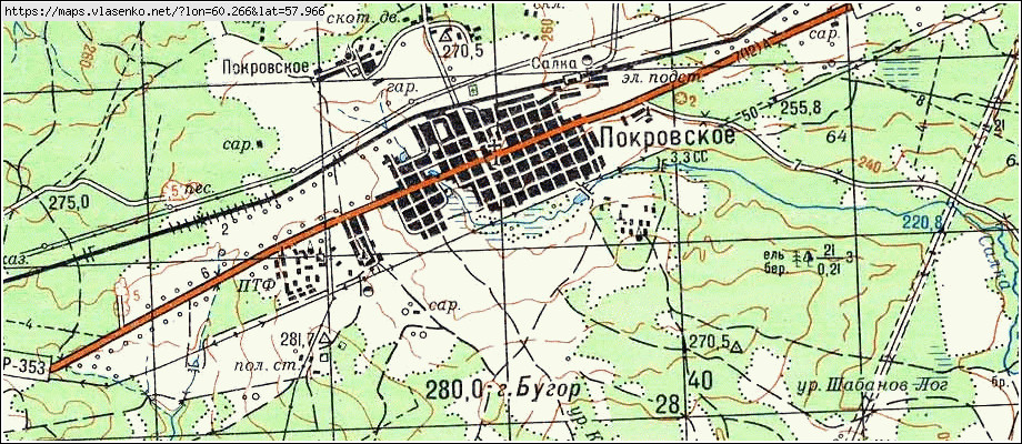 Карта ПОКРОВСКОЕ, Свердловская область, Пригородный район
