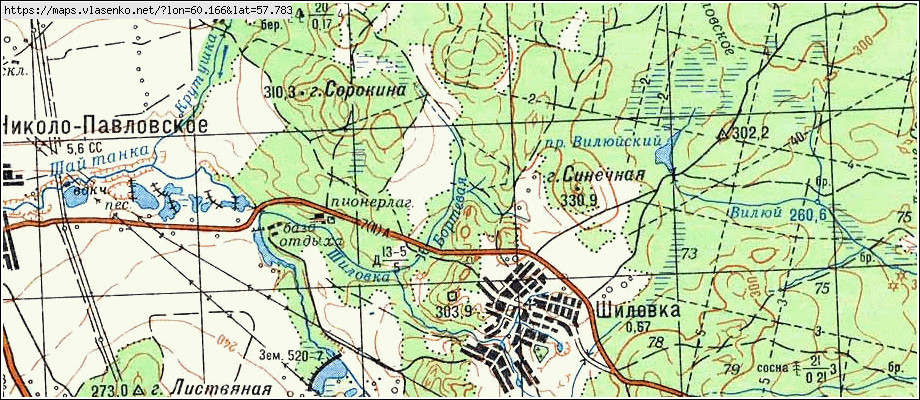 Карта ШИЛОВКА, Свердловская область, Пригородный район