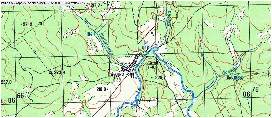 Карта СЛУДКА, Свердловская область, Пригородный район
