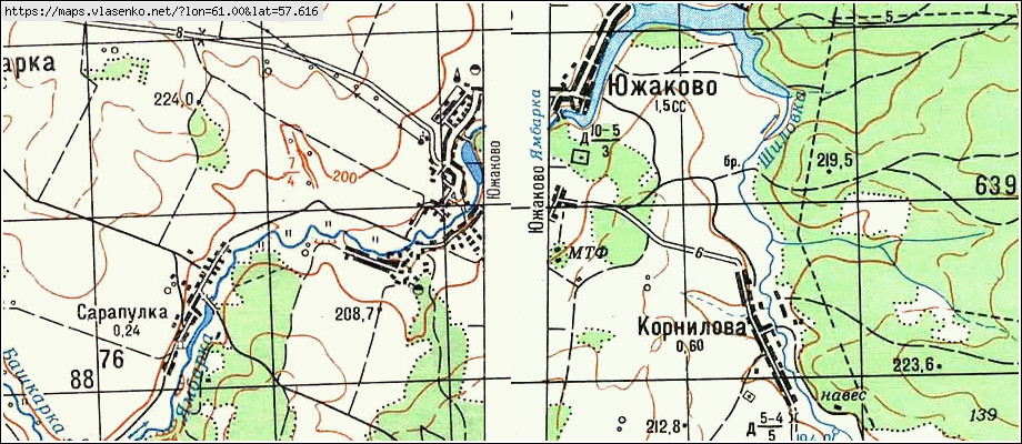 Карта ЮЖАКОВО, Свердловская область, Пригородный район