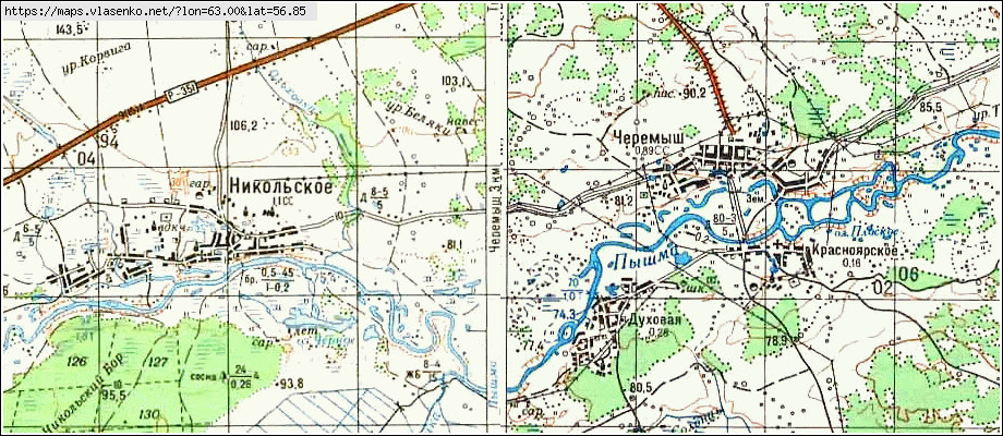 Карта ЧЕРЕМЫШ, Свердловская область, Пышминский район