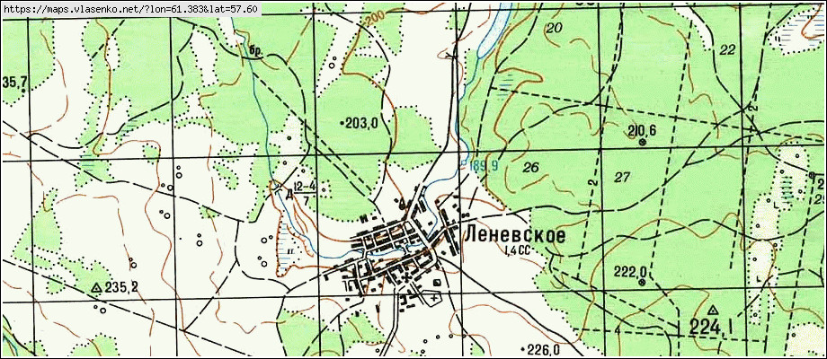 Карта ЛЕНЕВСКОЕ, Свердловская область, Режевский район
