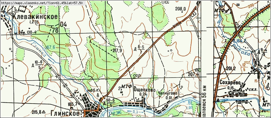 Карта ОЩЕПКОВО, Свердловская область, Режевский район