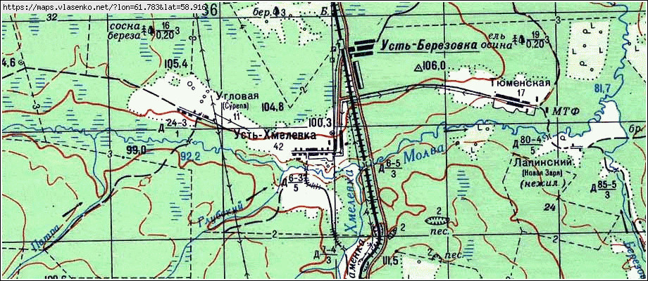 Карта УСТЬ-ХМЕЛЕВКА, Свердловская область, Серовский район