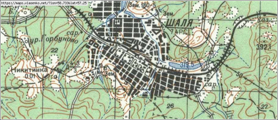 Карта ШАЛЯ, Свердловская область, Шалинский район