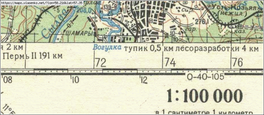 Карта ШАМАРЫ, Свердловская область, Шалинский район