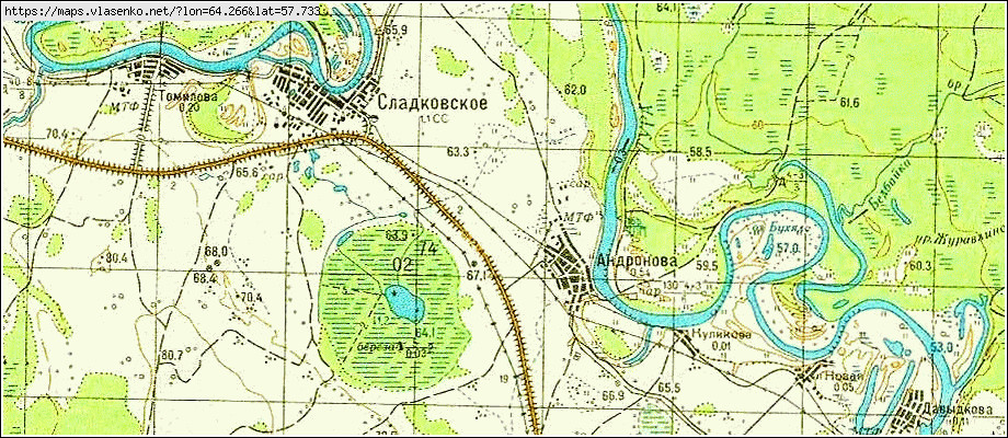Карта АНДРОНОВА, Свердловская область, Слободо-Туринский район