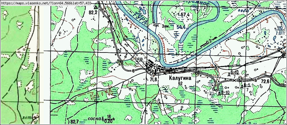 Карта КАЛУГИНА, Свердловская область, Слободо-Туринский район