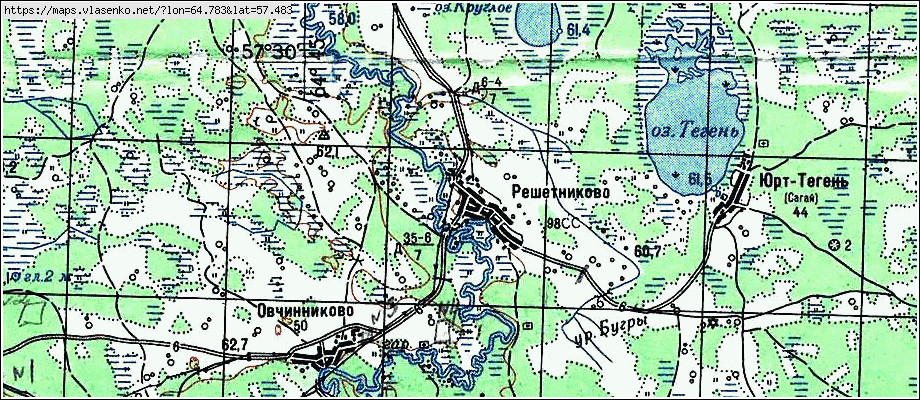 Карта РЕШЕТНИКОВА, Свердловская область, Слободо-Туринский район