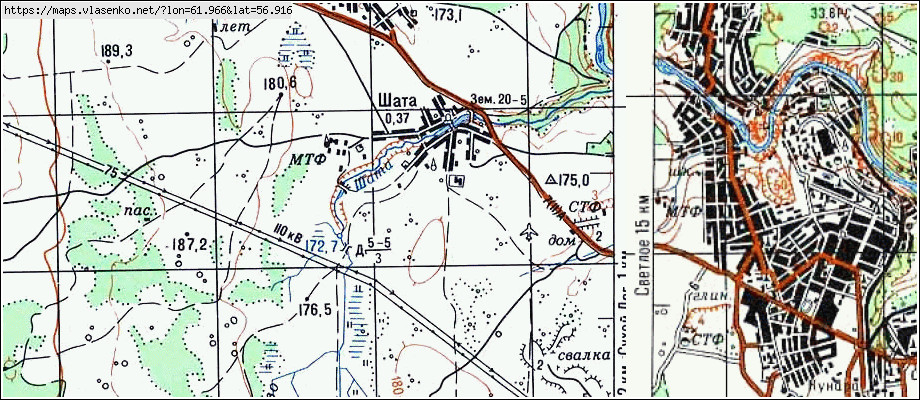 Карта ШАТА, Свердловская область, Сухоложский район