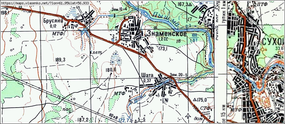 Карта ЗНАМЕНСКОЕ, Свердловская область, Сухоложский район