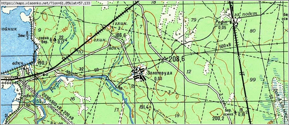 Карта ЗОЛОТОРУДА, Свердловская область, Сухоложский район