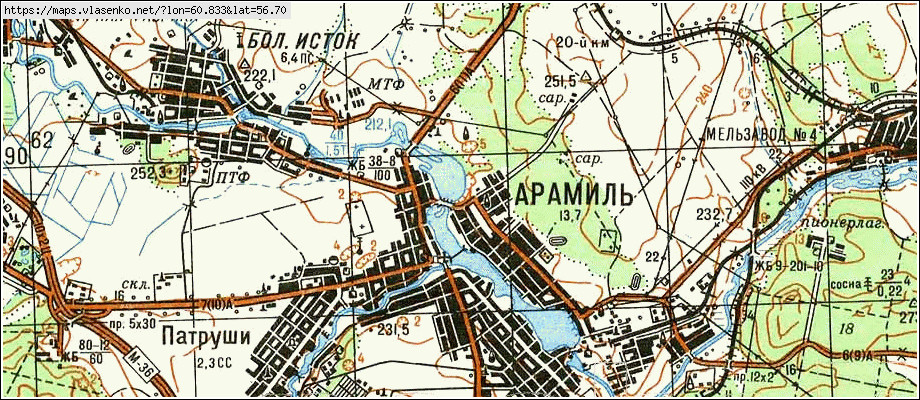 Карта АРАМИЛЬ, Свердловская область, Сысертский район