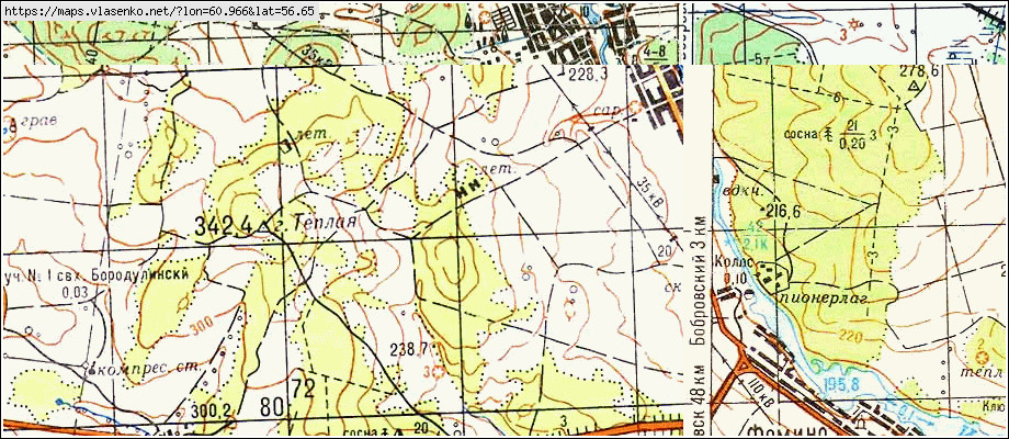 Карта БОБРОВСКИЙ, Свердловская область, Сысертский район