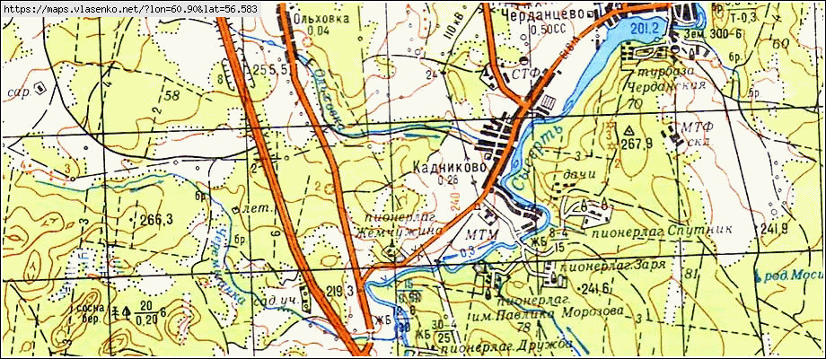 Карта КАДНИКОВО, Свердловская область, Сысертский район