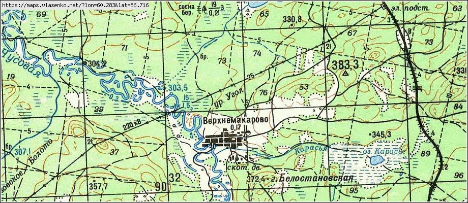 Карта ВЕРХНЕМАКАРОВО (АДМИН. ТЕРРИТОРИЯ Г. ЕКАТЕРИНБУРГА), Свердловская область, Сысертский район