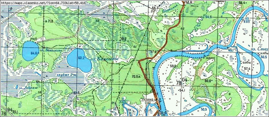 Карта ЧУЛИНО, Свердловская область, Таборинский район