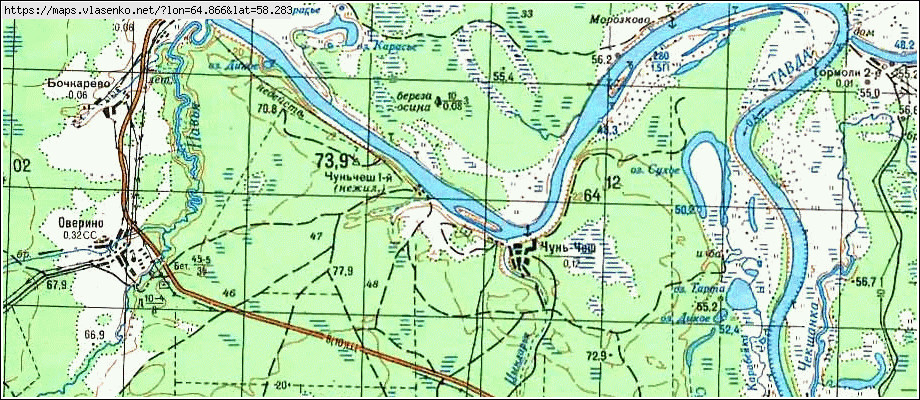 Карта ЧУНЬ-ЧЕШ, Свердловская область, Таборинский район