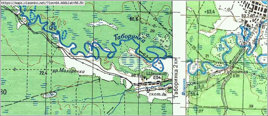Карта ШИШИНО, Свердловская область, Таборинский район