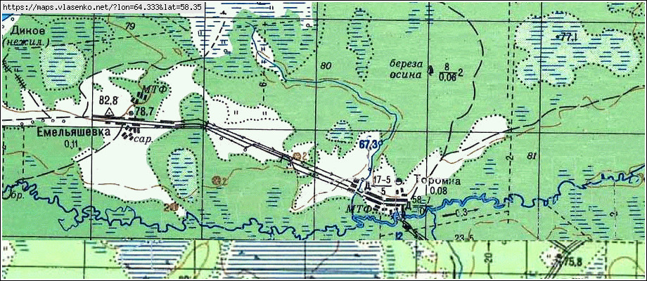 Карта ТОРОМКА, Свердловская область, Таборинский район