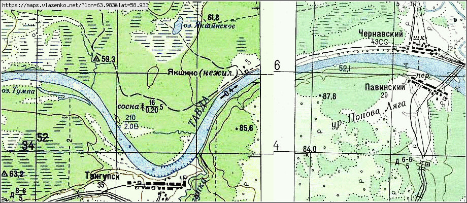 Карта ЯКШИНО, Свердловская область, Таборинский район