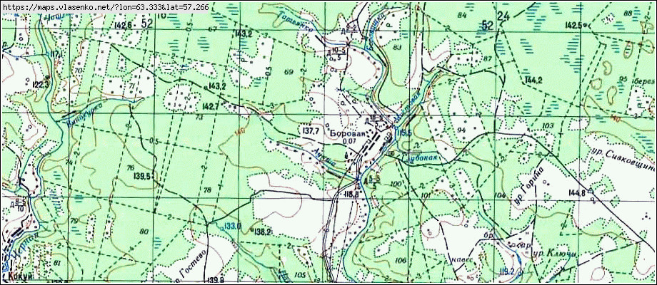 Карта БОРОВАЯ, Свердловская область, Талицкий район