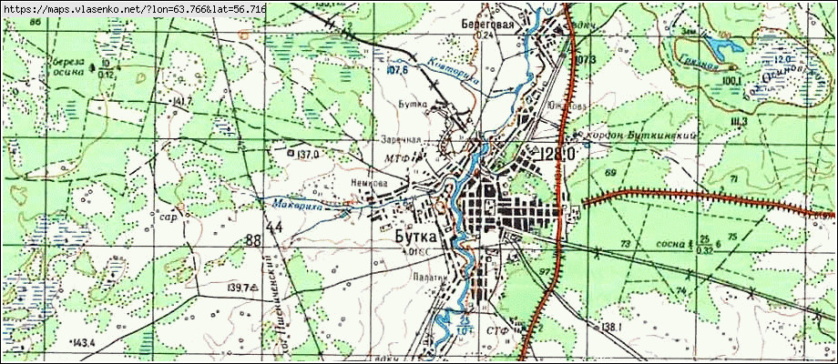 Карта БУТКА, Свердловская область, Талицкий район