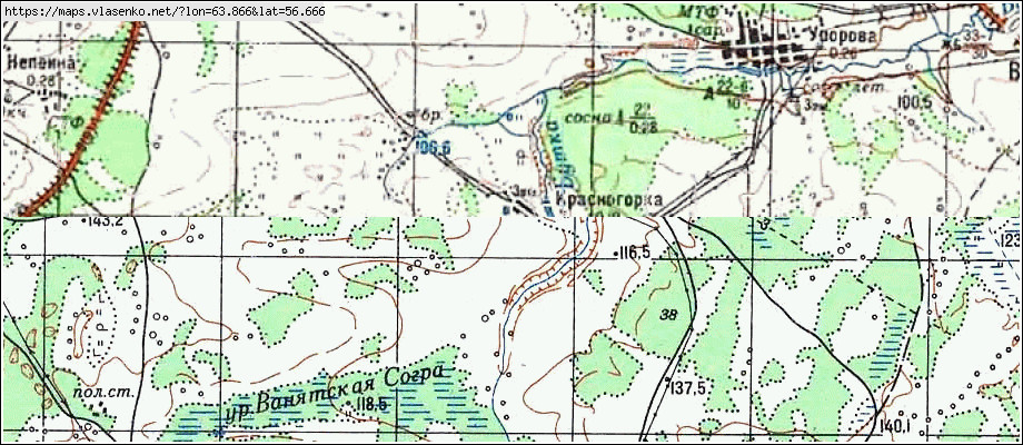 Карта КРАСНОГОРКА, Свердловская область, Талицкий район
