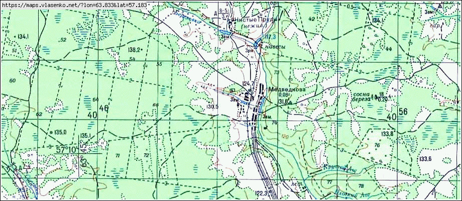 Карта МЕДВЕДКОВА, Свердловская область, Талицкий район