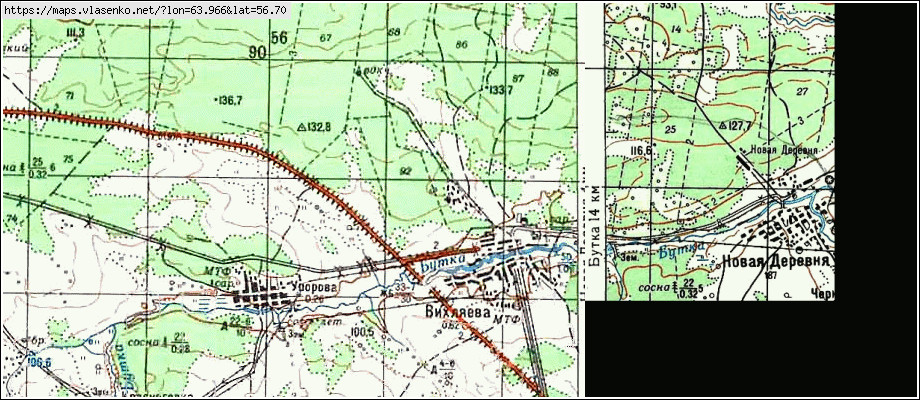 Карта ВИХЛЯЕВА, Свердловская область, Талицкий район