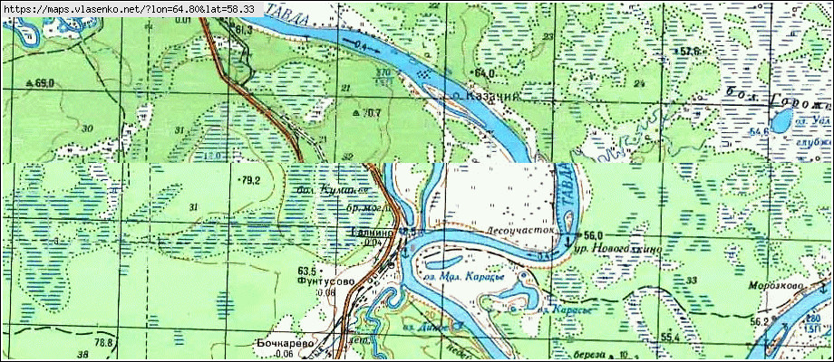 Карта АЗАНКА, Свердловская область, Тавдинский район