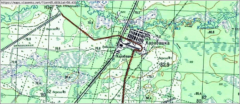 Карта КАРАБАШКА, Свердловская область, Тавдинский район