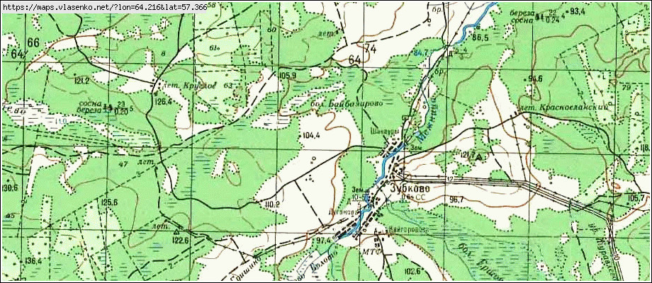 Карта ЗУБКОВО, Свердловская область, Тугулымский район