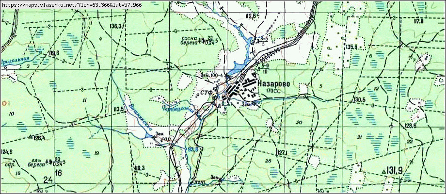 Карта НАЗАРОВО, Свердловская область, Туринский район