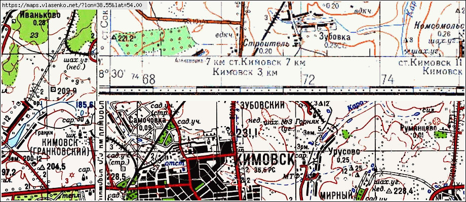 Кимовск карта города с улицами и домами