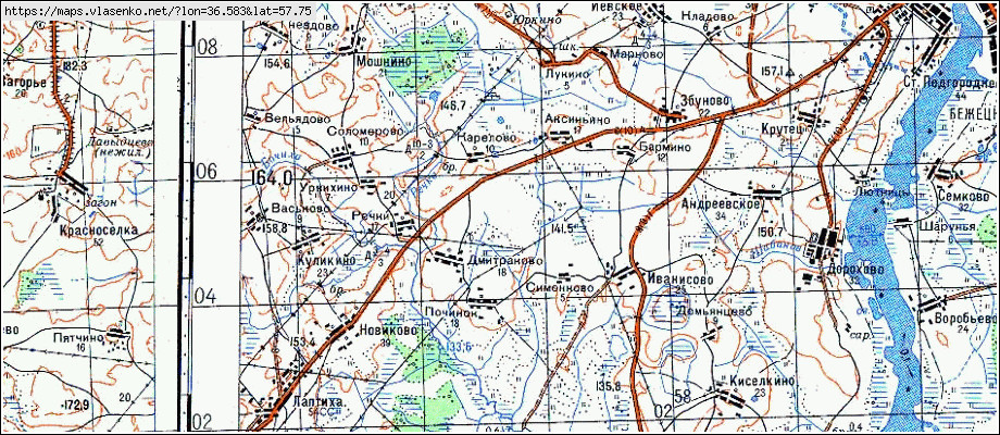 Бежецкий район карта с деревнями