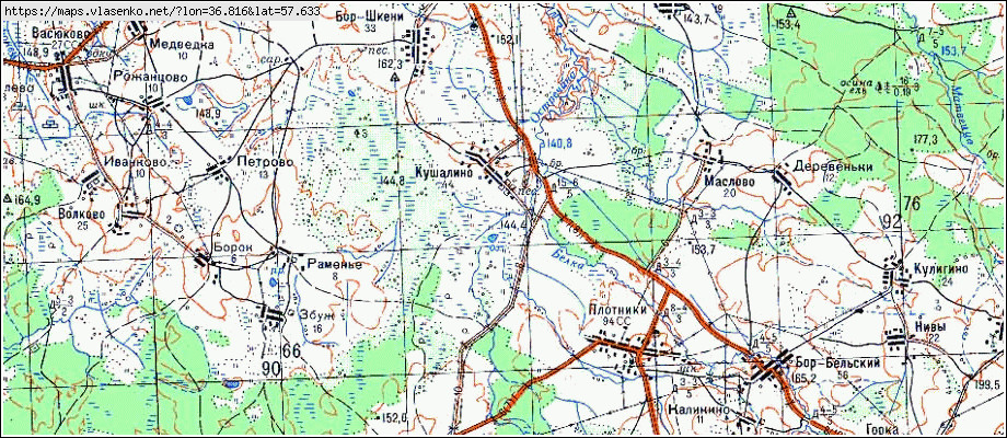 Карта бежецкого района тверской области с деревнями