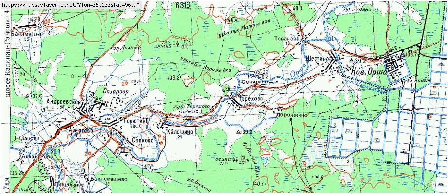 Карта калининского района тверской области подробная