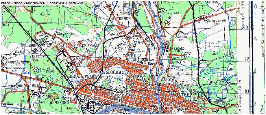 Карта ТВЕРЬ, Тверская область, Калининский район