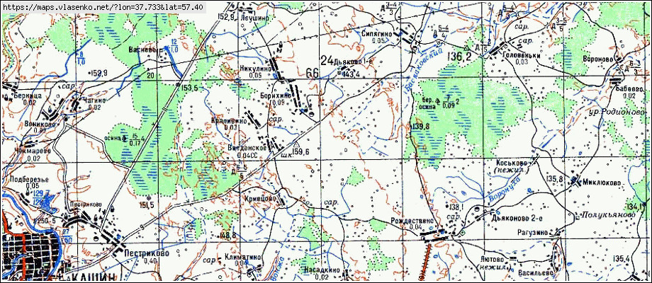 Карта кашинского района с деревнями